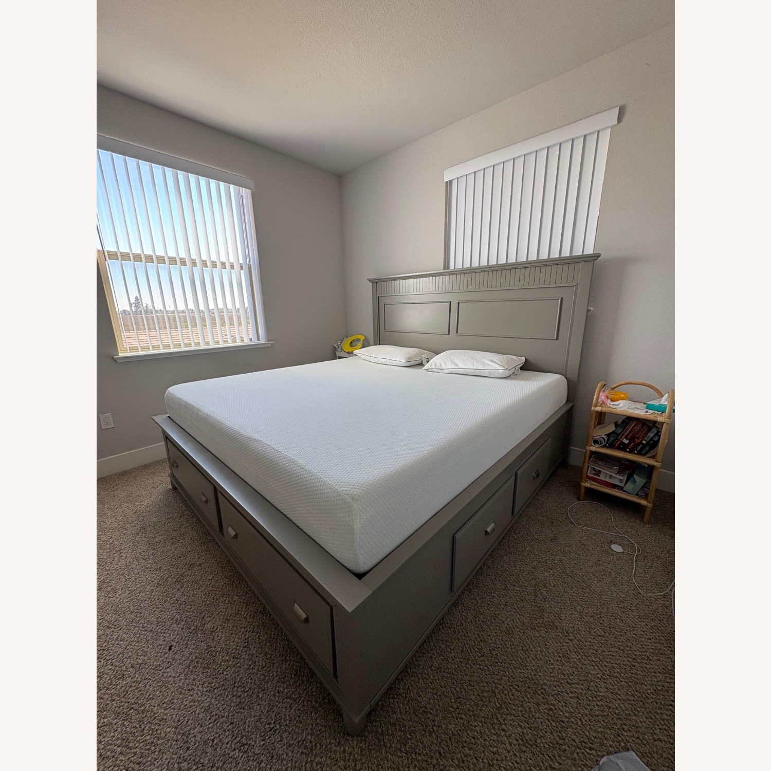 Bob's Discount Furniture Light Gray Wood Full Bed - image-2