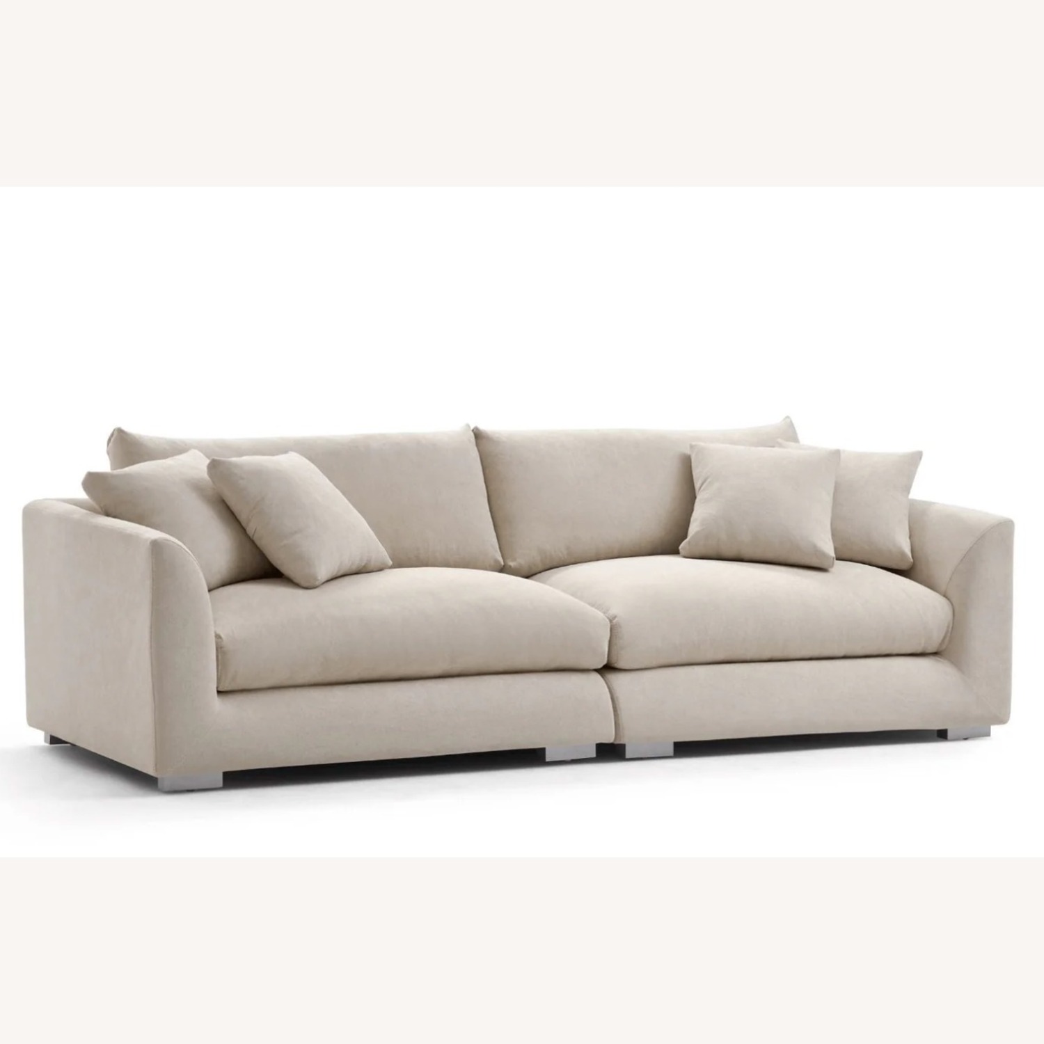 Valyou Beige Fabric 2 Piece Sectional with Ottoman - image-2