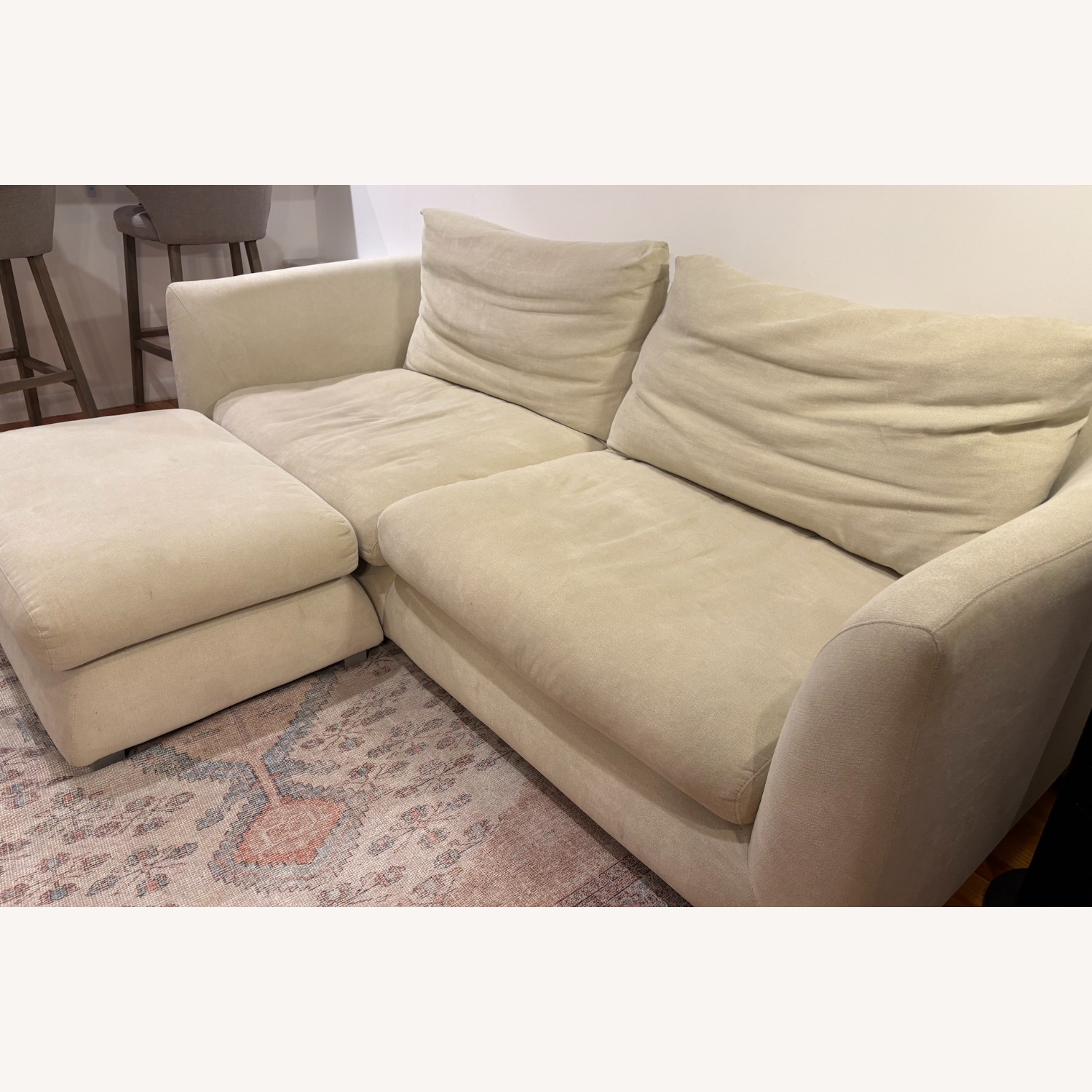 Valyou Beige Fabric 2 Piece Sectional with Ottoman - image-6