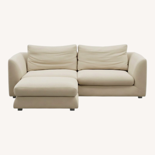 Used Valyou Beige Fabric 2 Piece Sectional with Ottoman for sale on AptDeco