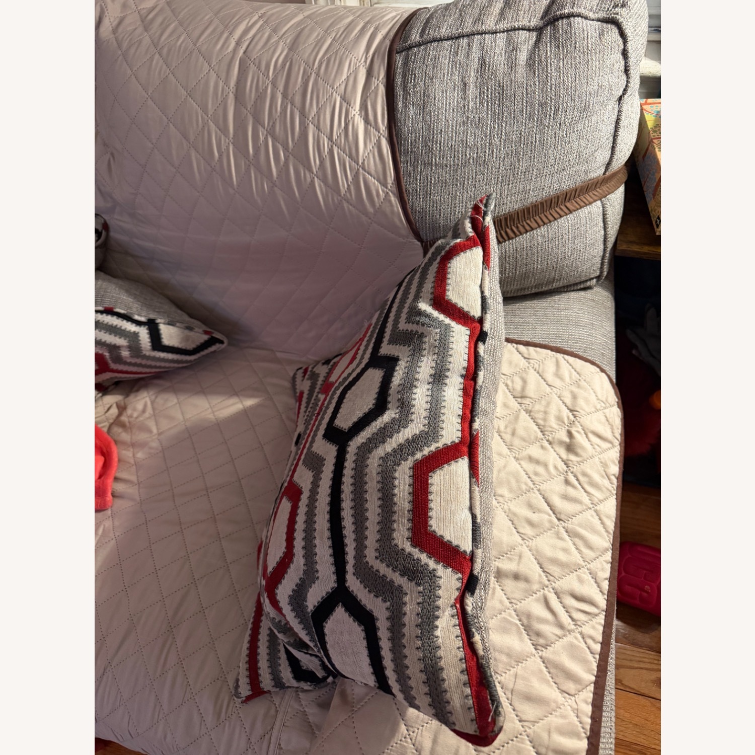 Light Gray Fabric 3+ Seater Sofa - image-3