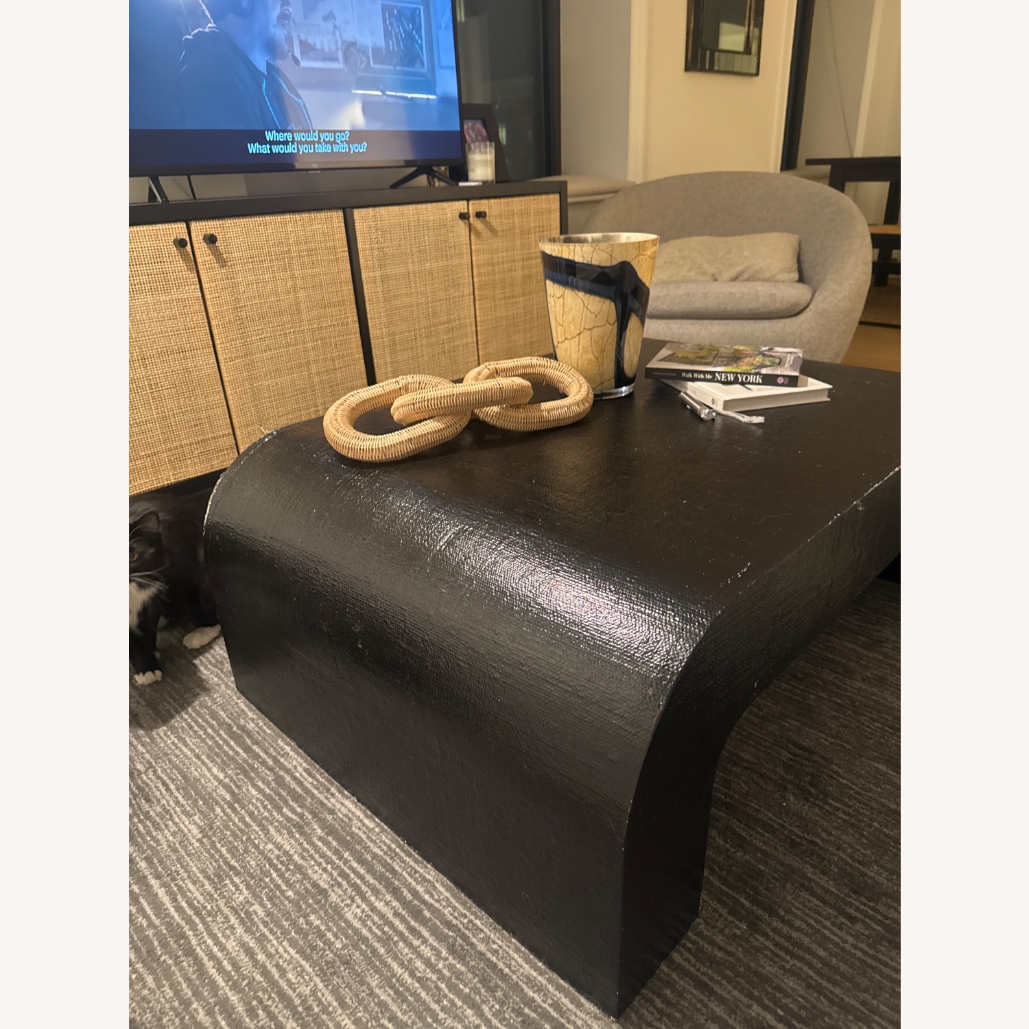 CB2 Resin Black Coffee Table - image-3