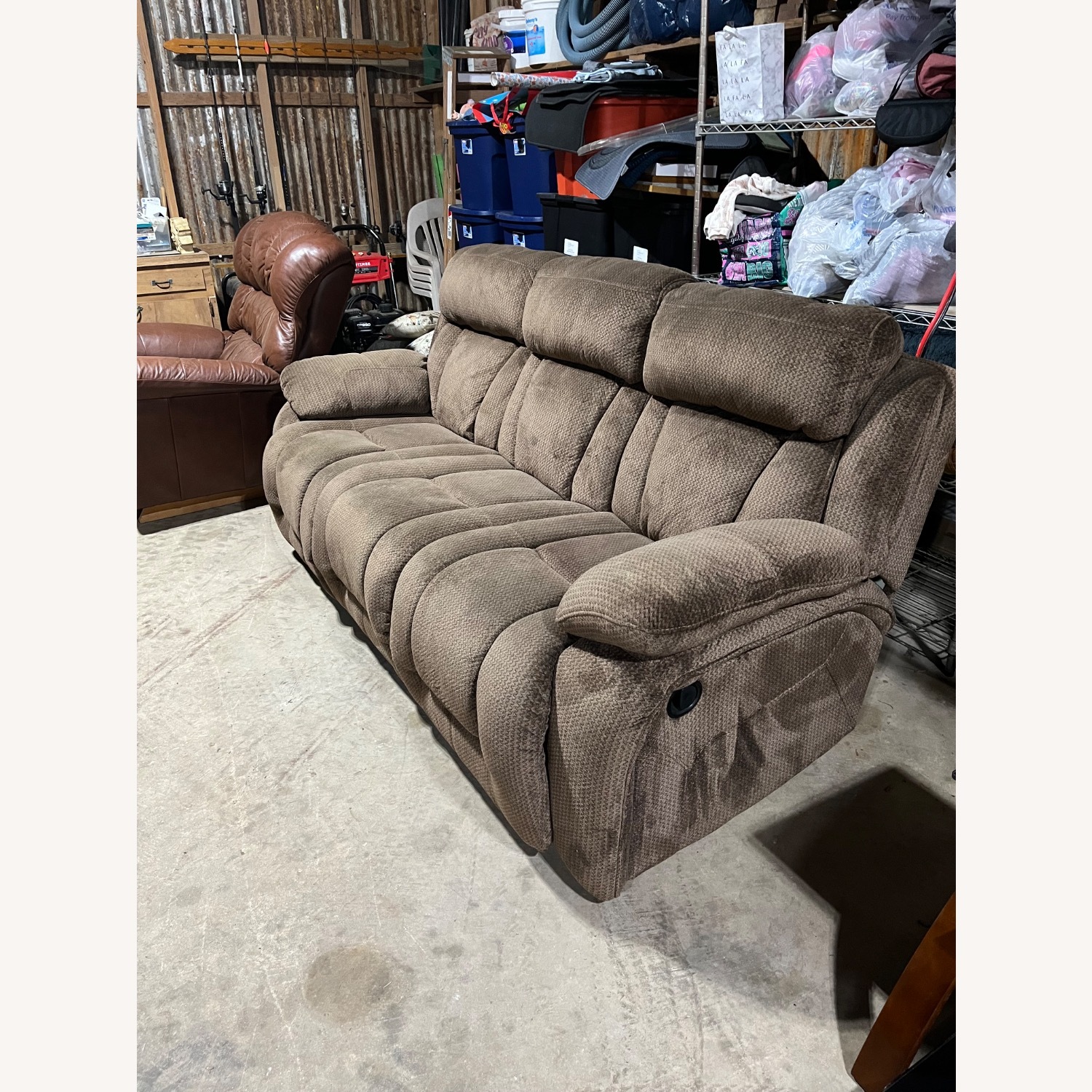 Dark Brown Fabric 3+ Seater Sofa - image-3