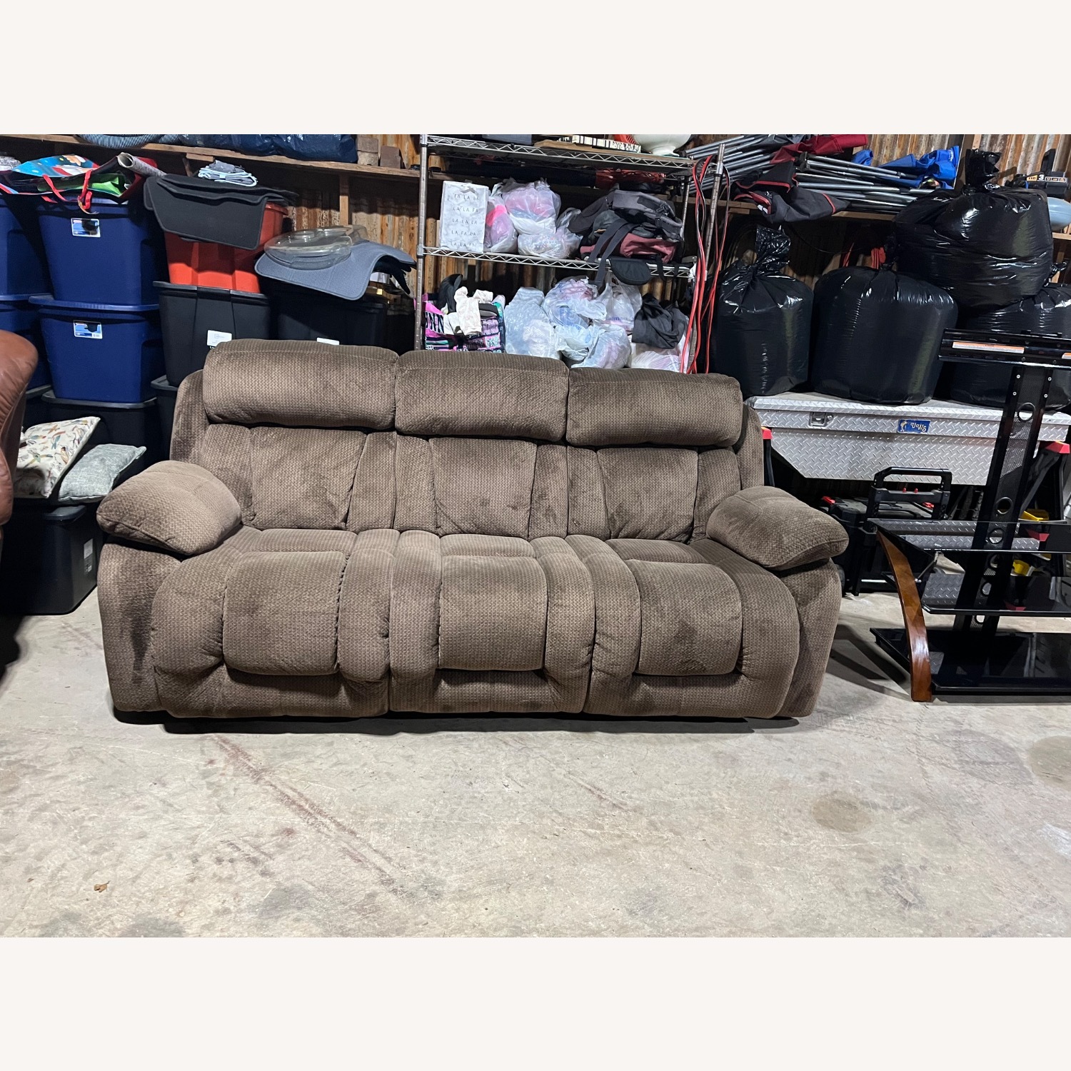 Dark Brown Fabric 3+ Seater Sofa - image-2