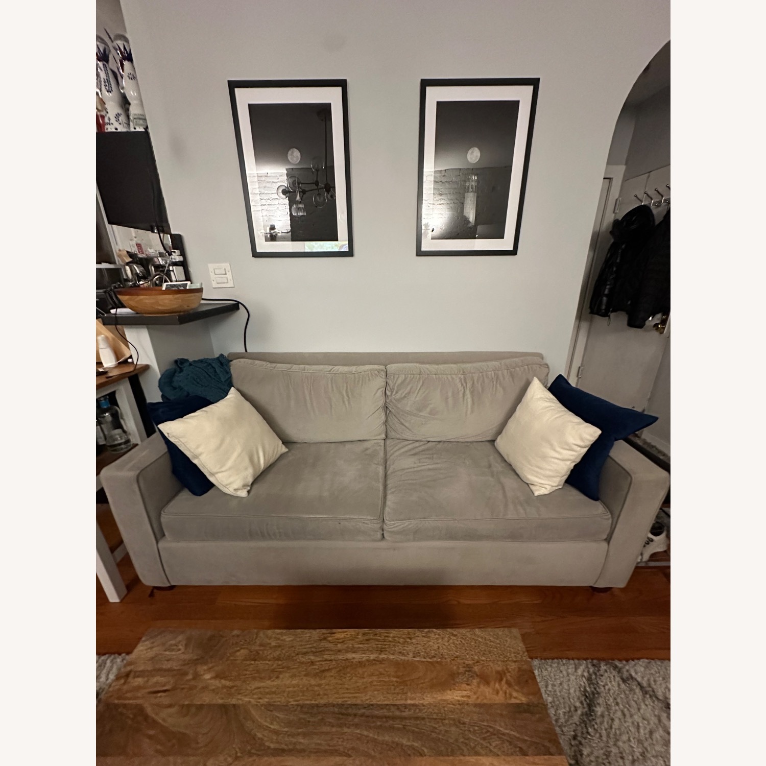 West Elm Light Gray Velvet Sleeper Sofa - image-2