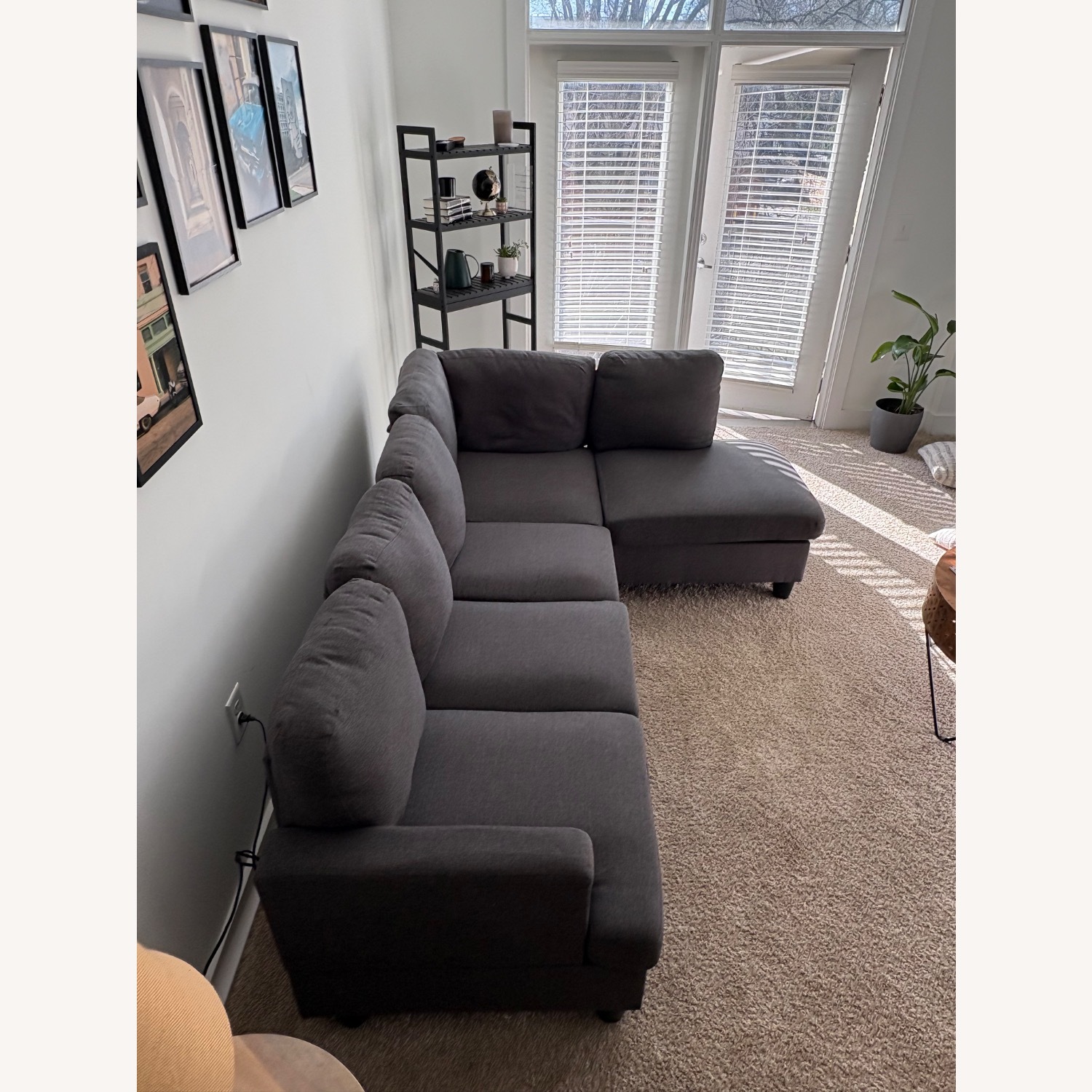 Dark Gray Polyurethane 2 Piece Sectional - image-2