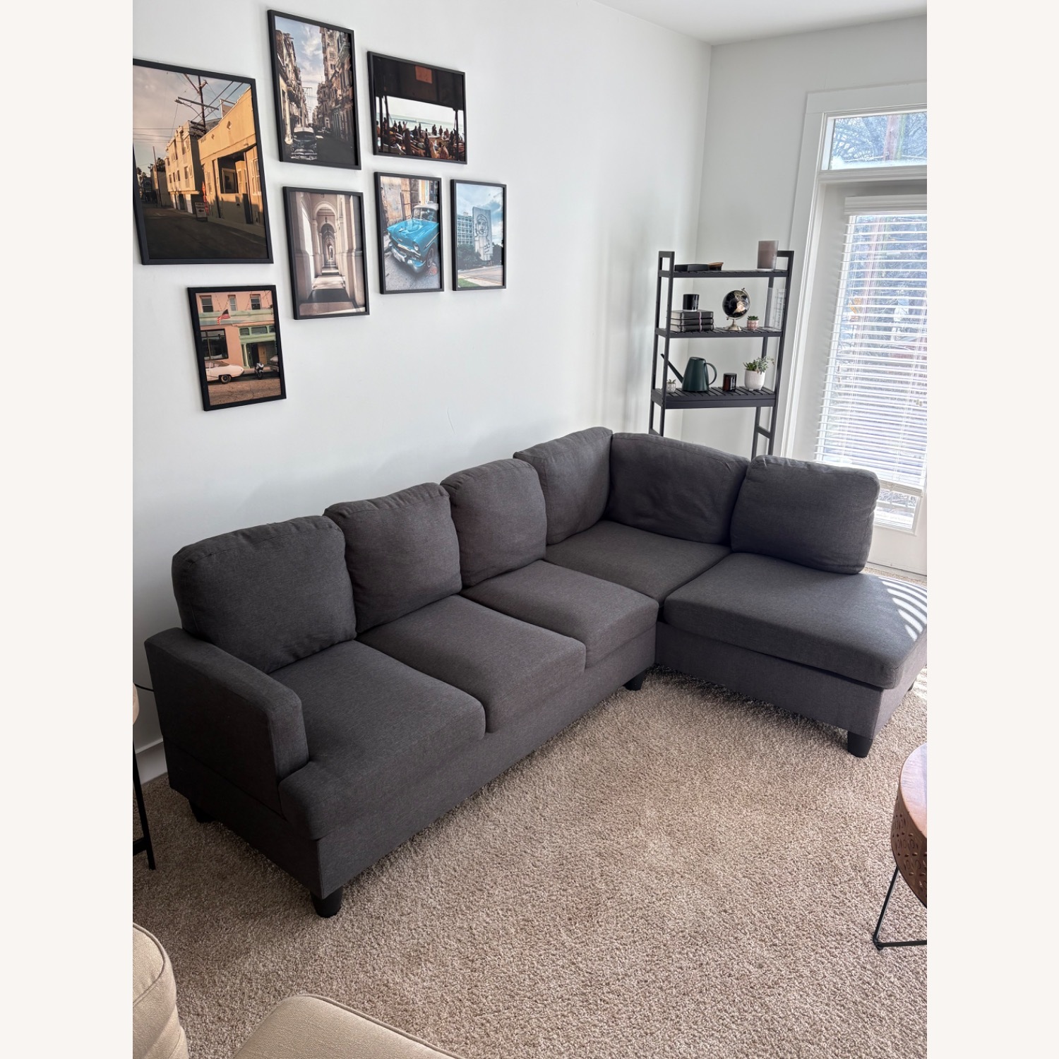 Dark Gray Polyurethane 2 Piece Sectional - image-1