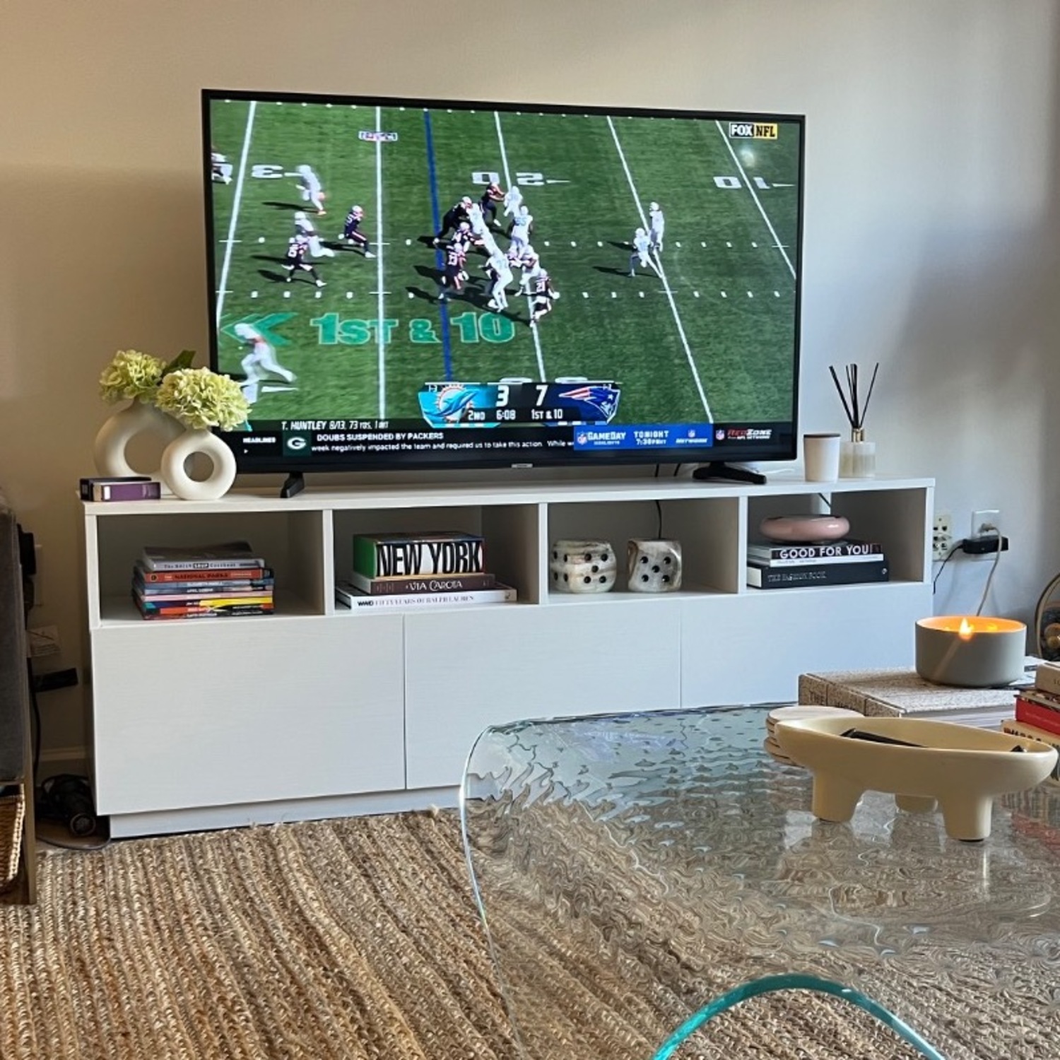 White Wood Media Console - image-1