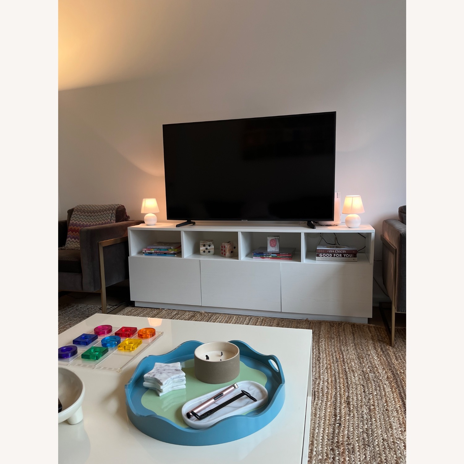 White Wood Media Console - image-2