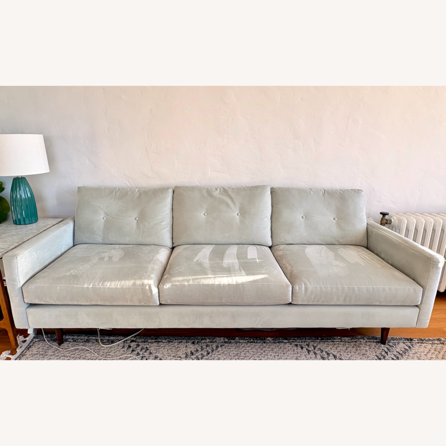Blue Fabric 3+ Seater Sofa - image-1