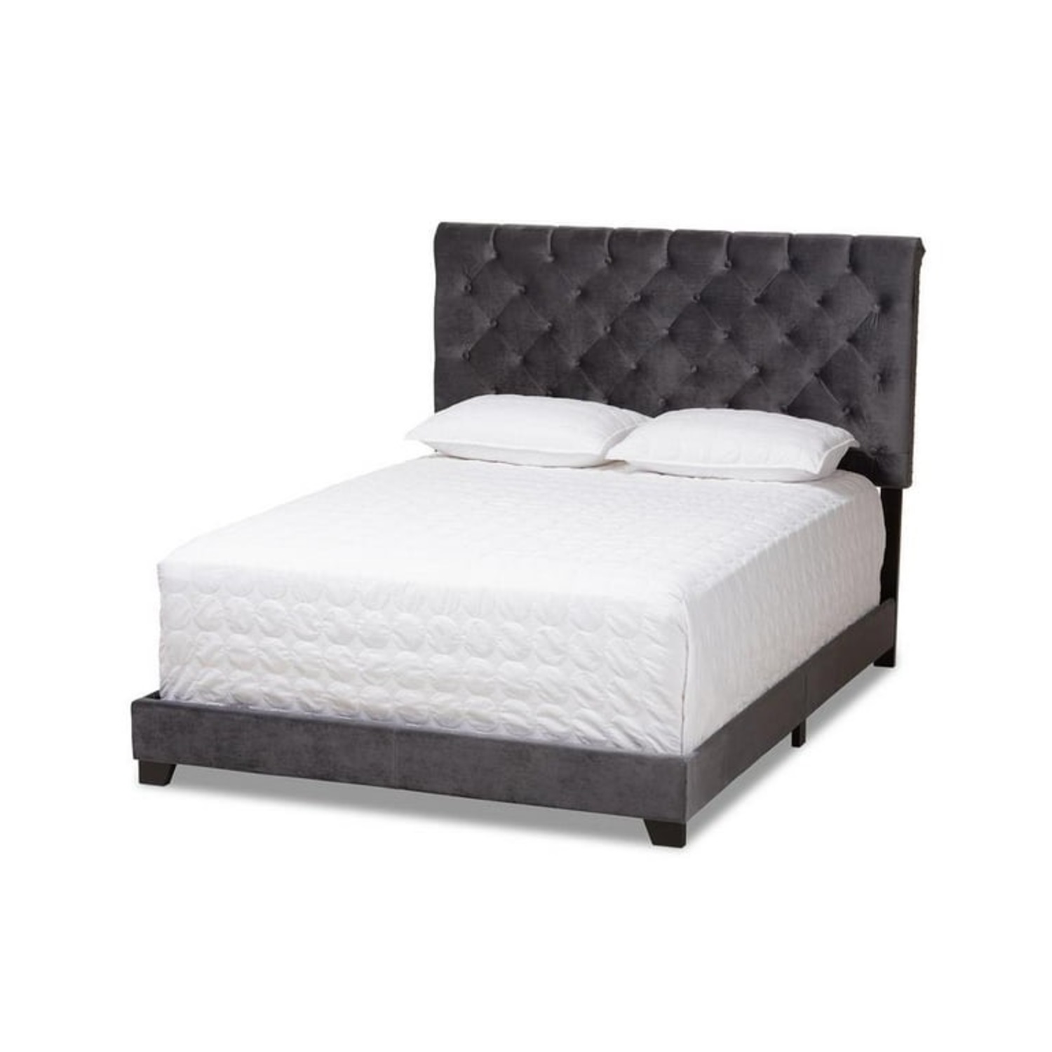 Baxton Studio Candace Dark Gray Velvet Queen Bed - image-12