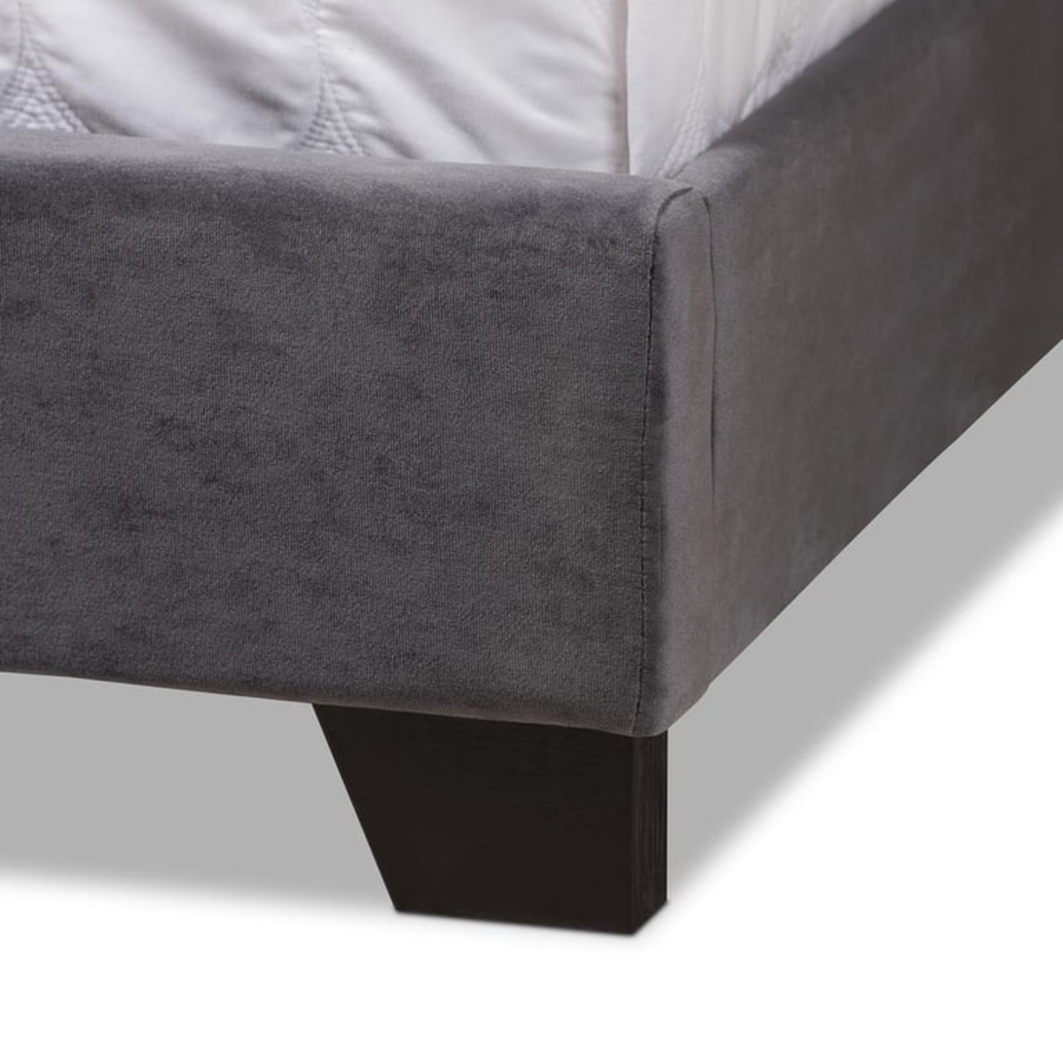 Baxton Studio Candace Dark Gray Velvet Queen Bed - image-10