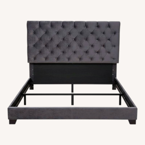 Used Baxton Studio Candace Dark Gray Velvet Queen Bed for sale on AptDeco