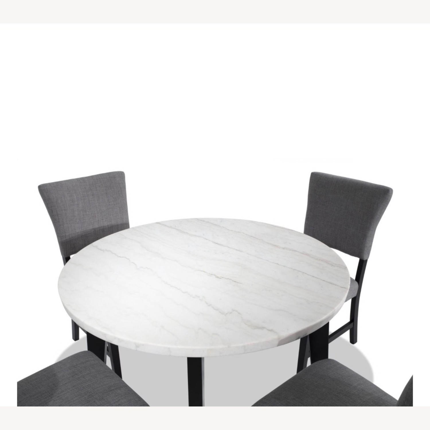Elm 5 Piece Espresso, Marble & Light Gray Upholstered Round Dining Set - image-6