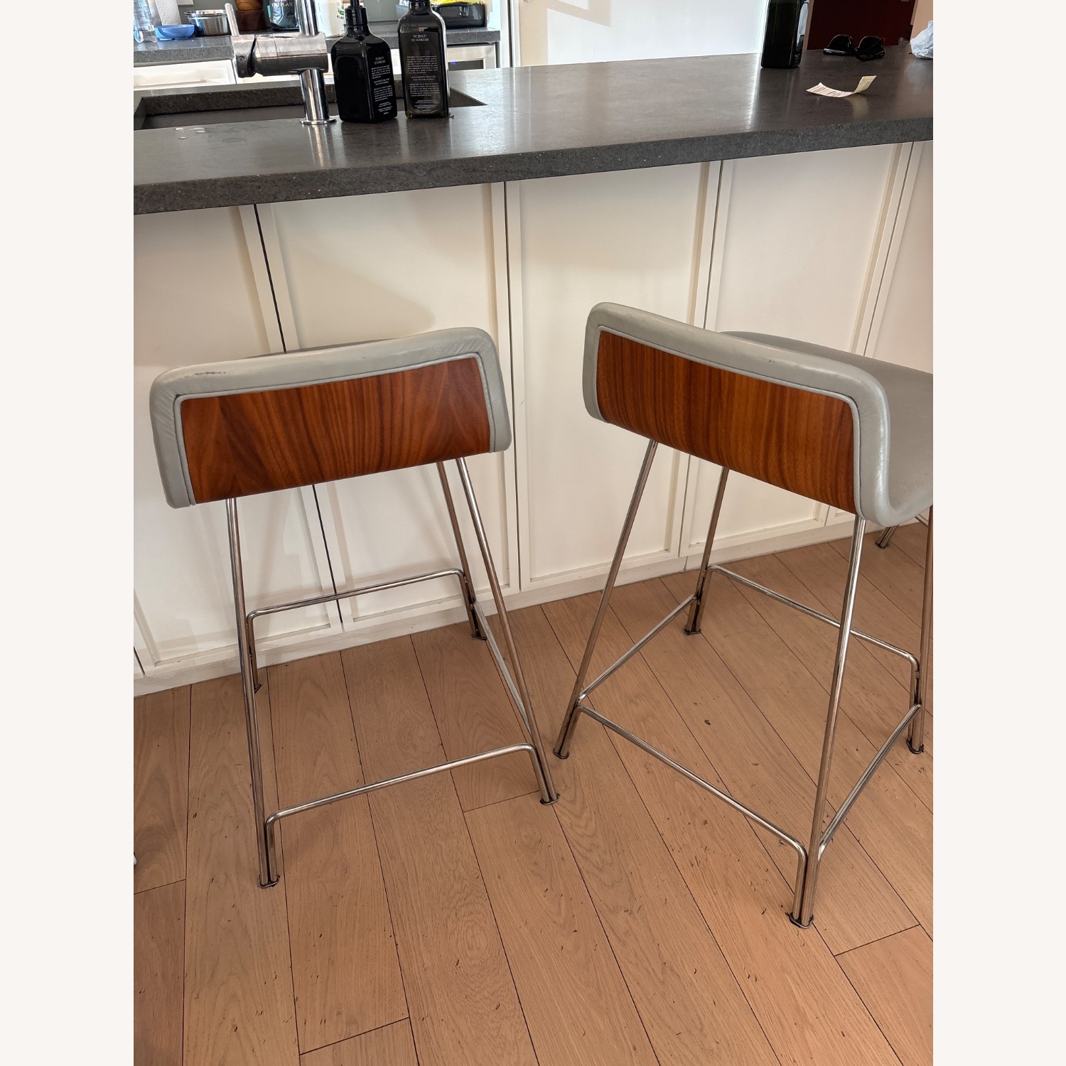 Pottery Barn Brenner Light Gray Wood Stool - image-2