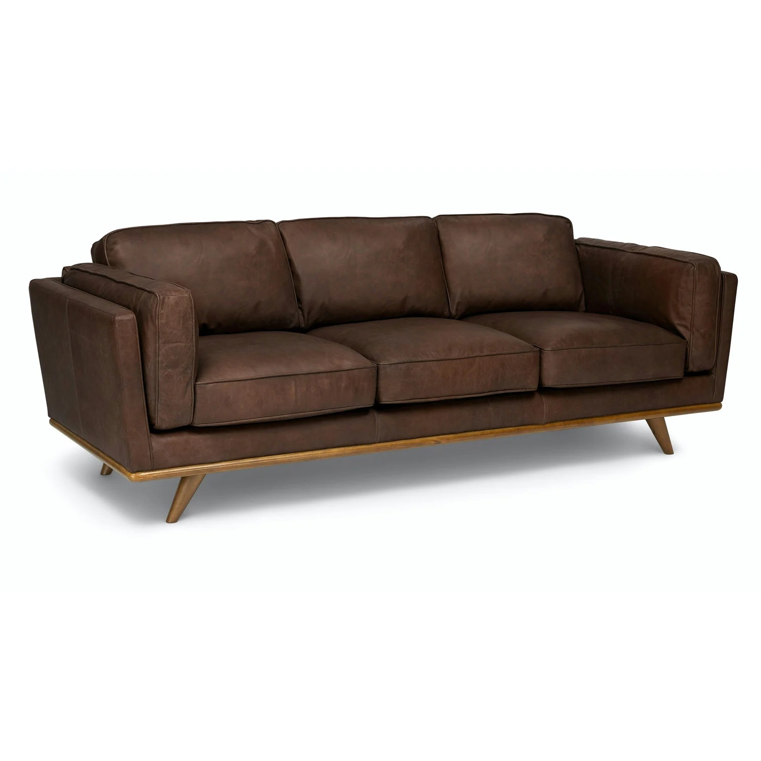 Article Timber Dark Brown Leather 3+ Seater Sofa - image-7