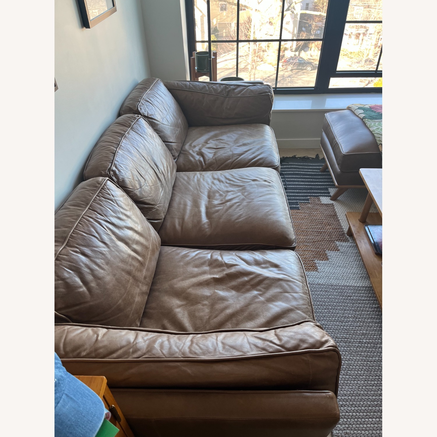 Article Timber Dark Brown Leather 3+ Seater Sofa - image-2