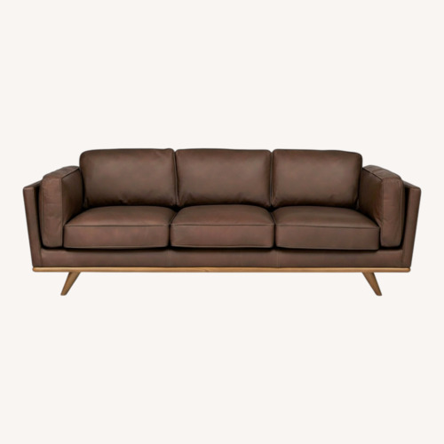 Used Article Timber Dark Brown Leather 3+ Seater Sofa for sale on AptDeco
