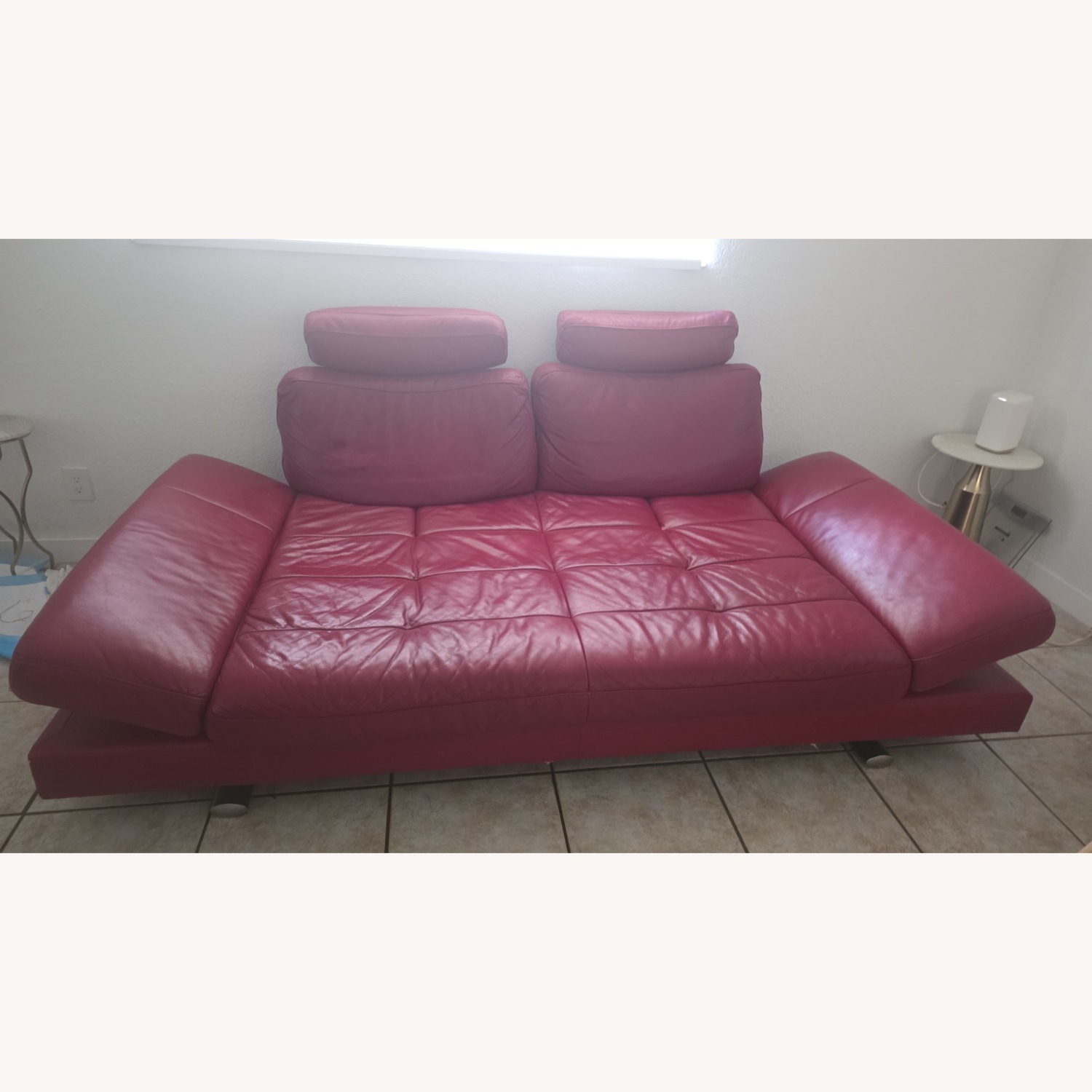 Italiana Divani Red Leather 3+ Seater Sofa - image-3