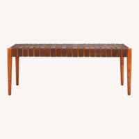Safavieh Dark Cognac Leather Weave Bench