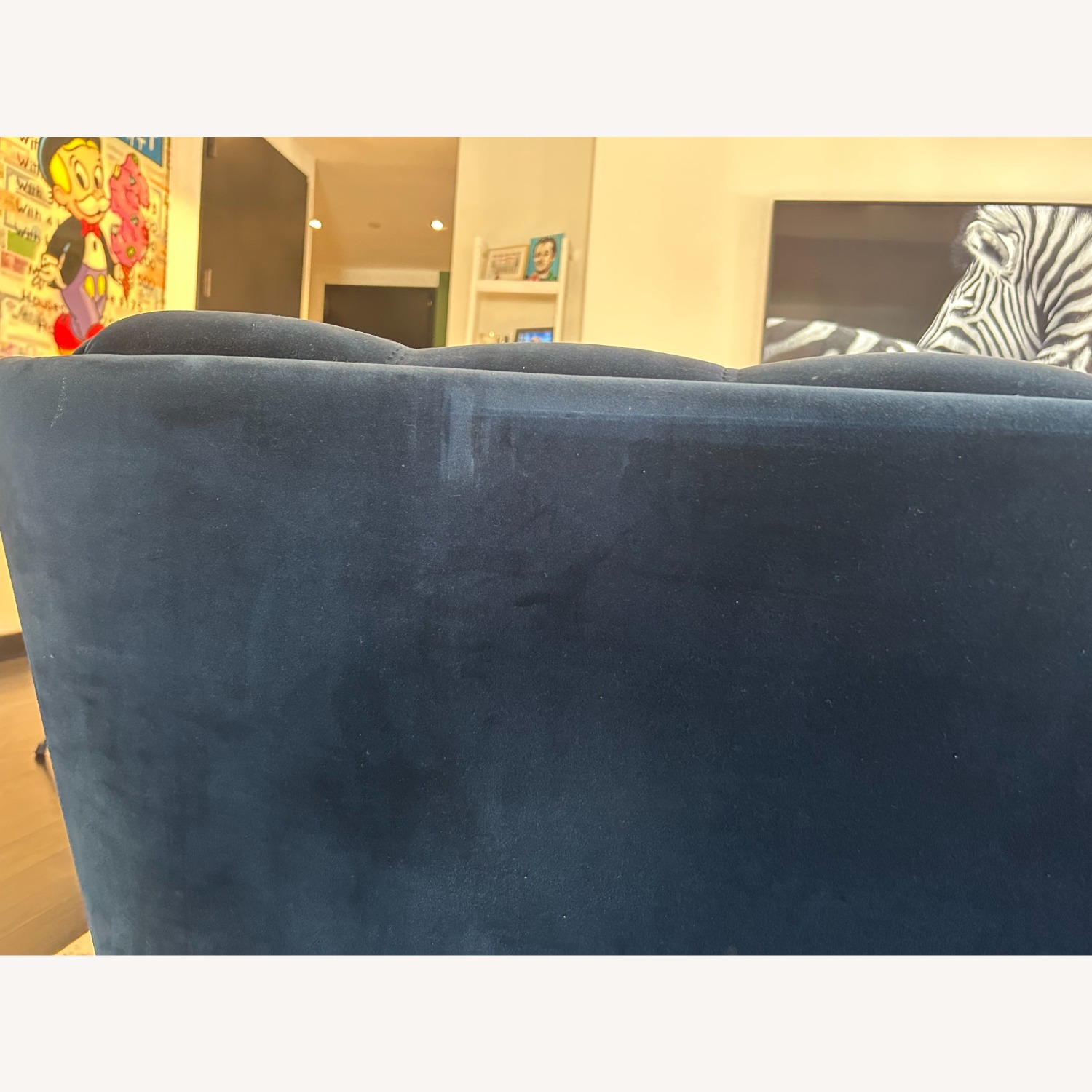 Roche Bobois Profile Blue Velvet 3+ Seater Sofa - image-6