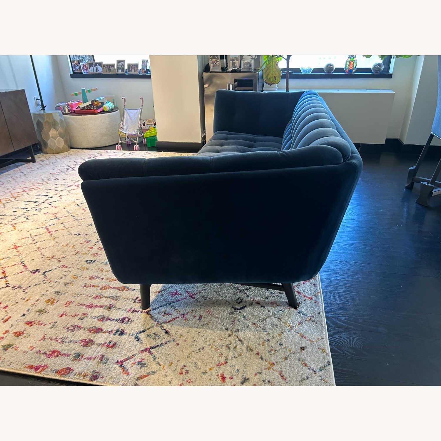 Roche Bobois Profile Blue Velvet 3+ Seater Sofa - image-4