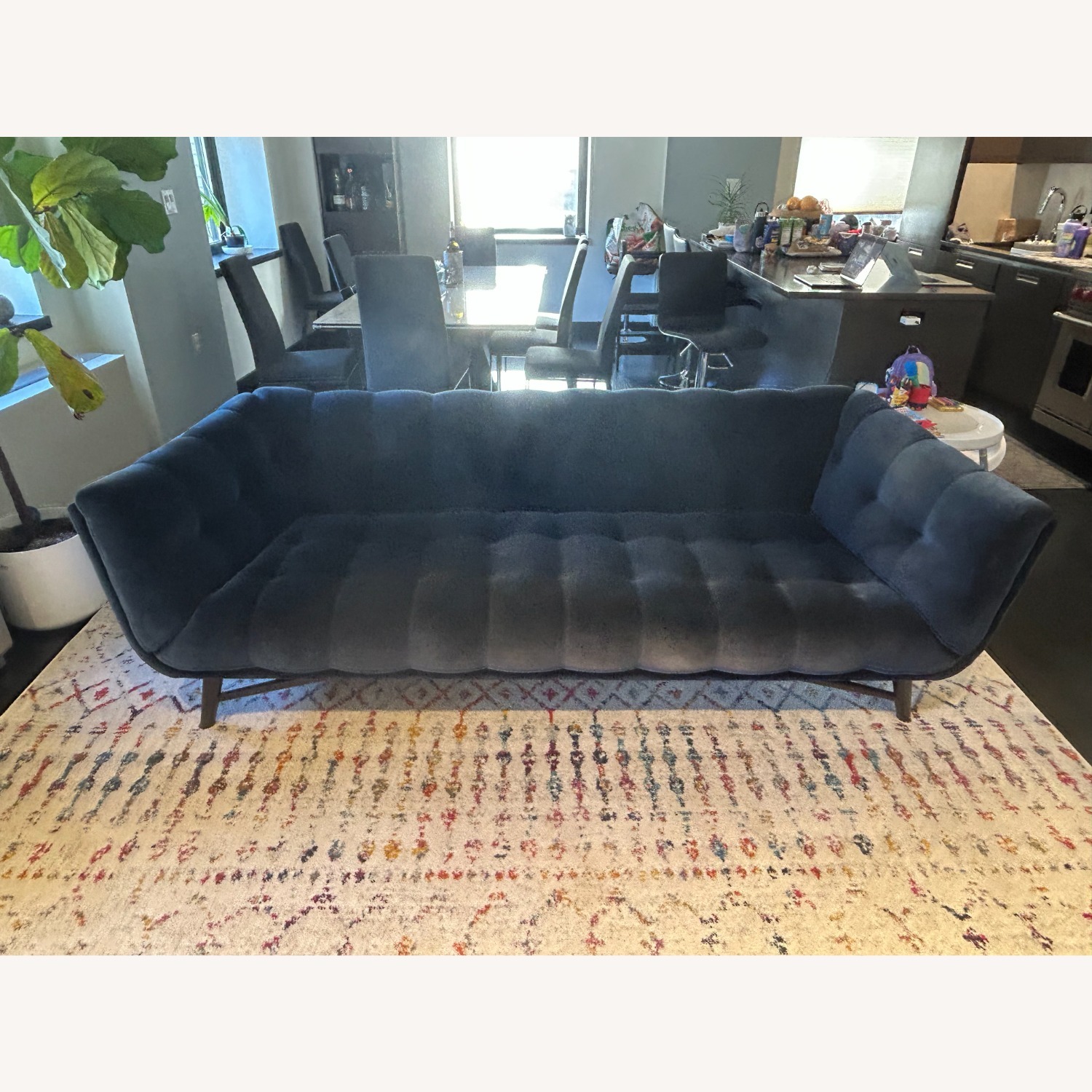Roche Bobois Profile Blue Velvet 3+ Seater Sofa - image-2