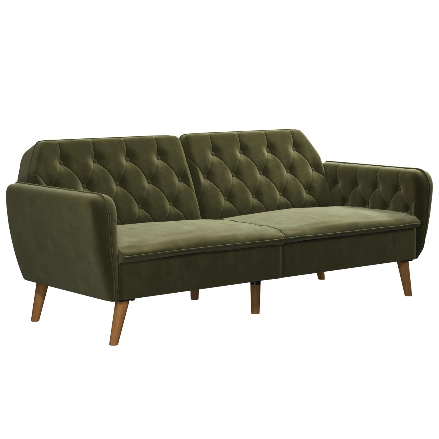 9 by Novogratz Green Velvet Futon - image-5