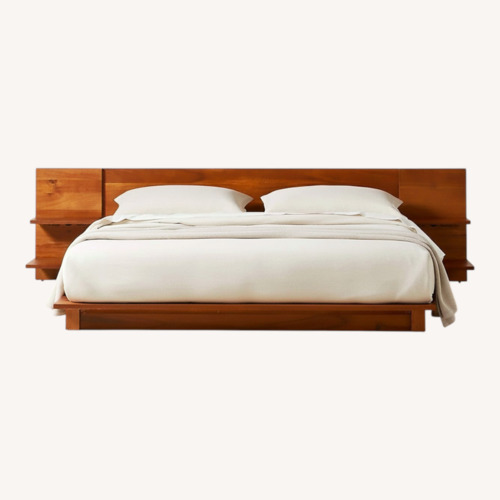 Used CB2 Dark Brown Acacia Wood Platform Bed for sale on AptDeco