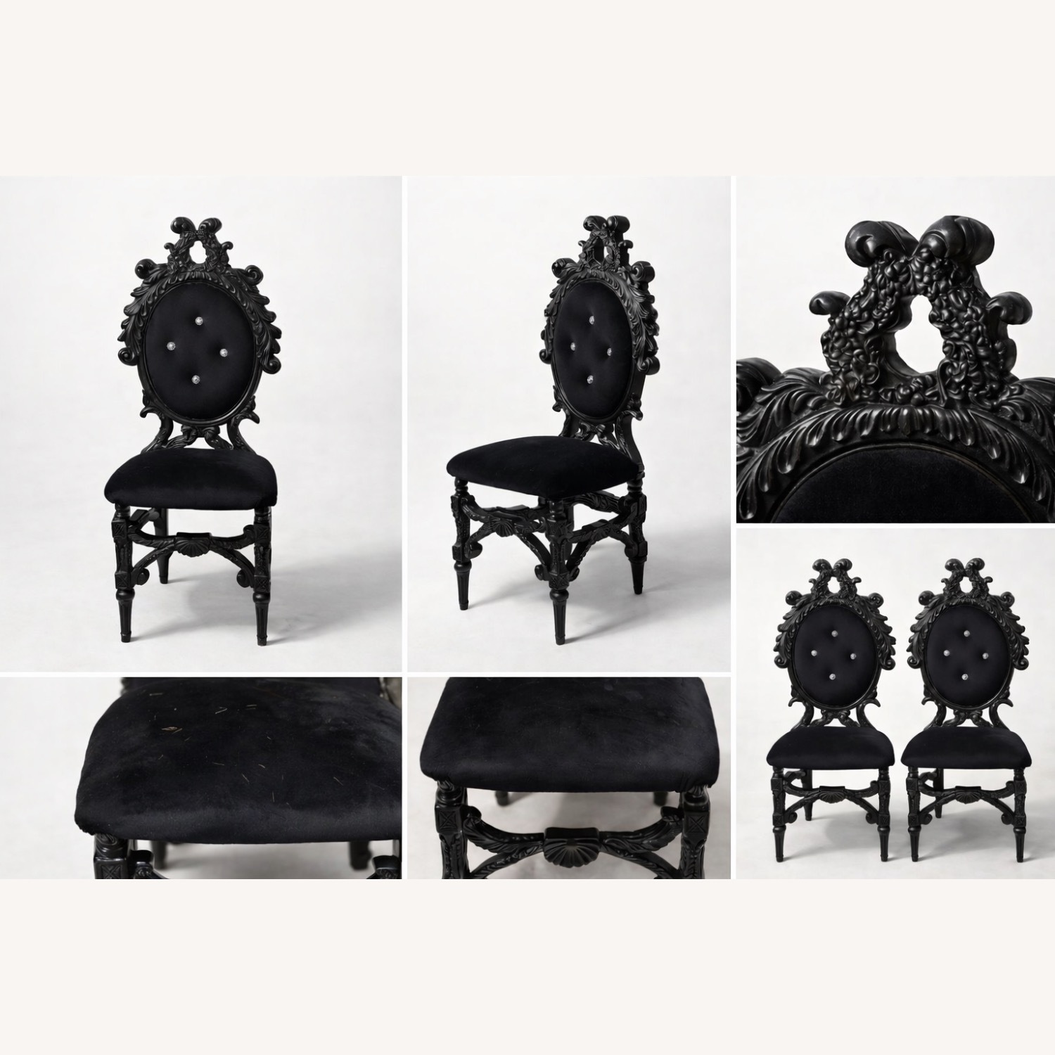 Vintage/Antique Finds Black Wood Dining Chairs - image-1