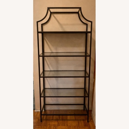 Used Sauder Dark Gray Glass Bookcase for sale on AptDeco