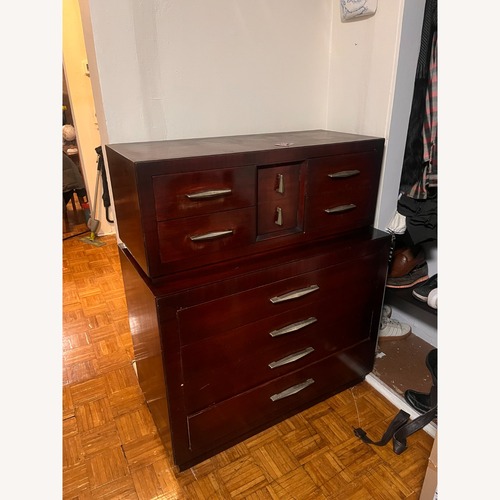 Used Vintage/Antique Red Wood Armoire for sale on AptDeco