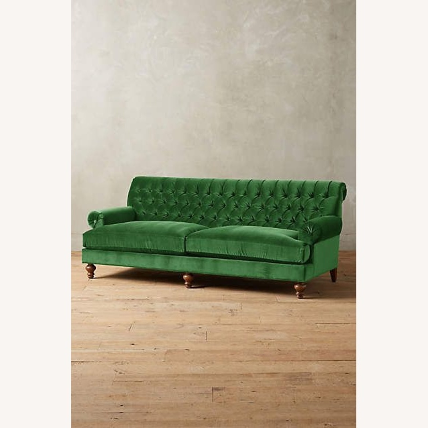 Anthropologie Green Velvet 2 Seater Sofa - image-8