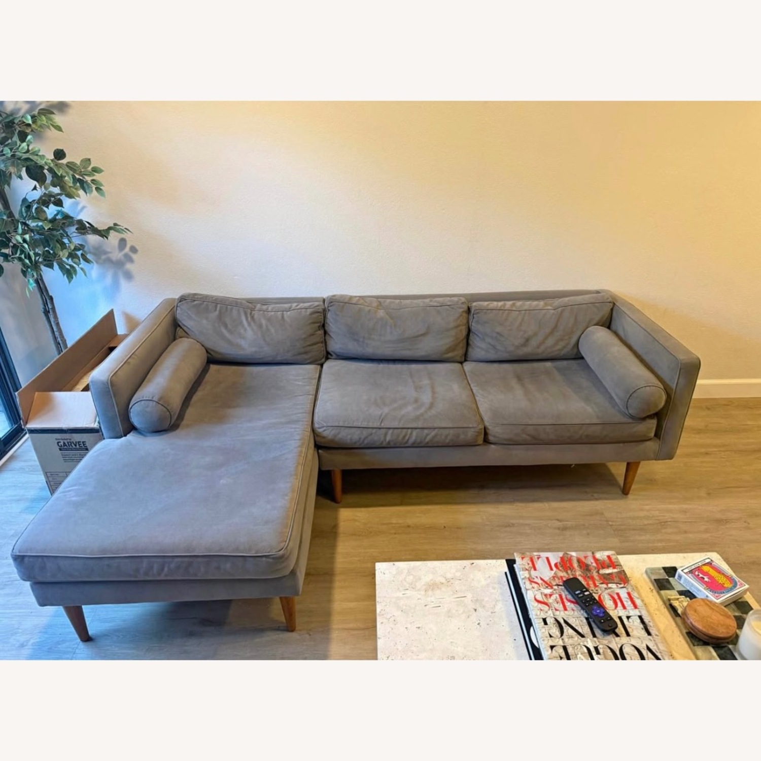 West Elm Monroe Performance Velvet 2 Piece Sectional - image-1