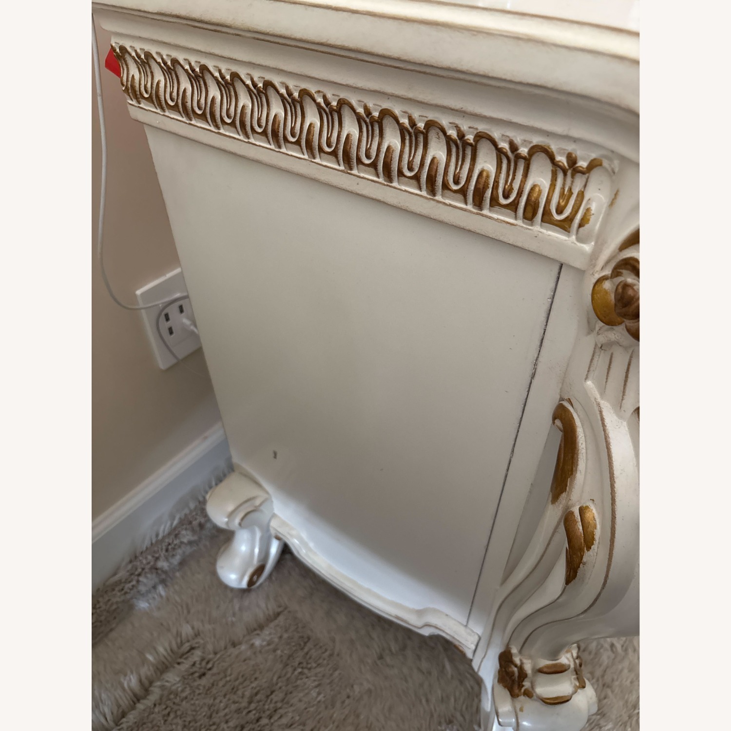 2 Vintage/Antique White Wood Nightstands - image-1