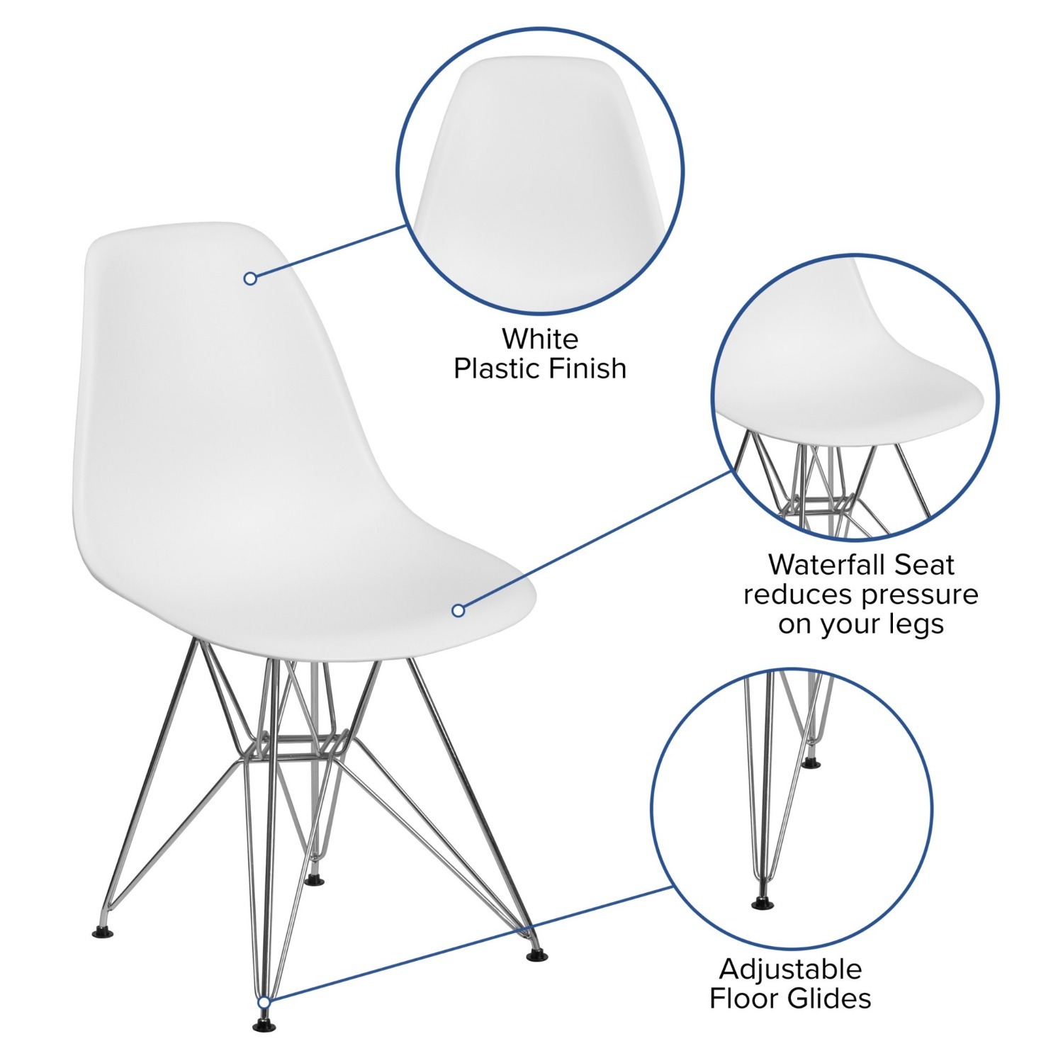 Table 40.5" + 4 Chairs - Dining - White - Plastic - image-10