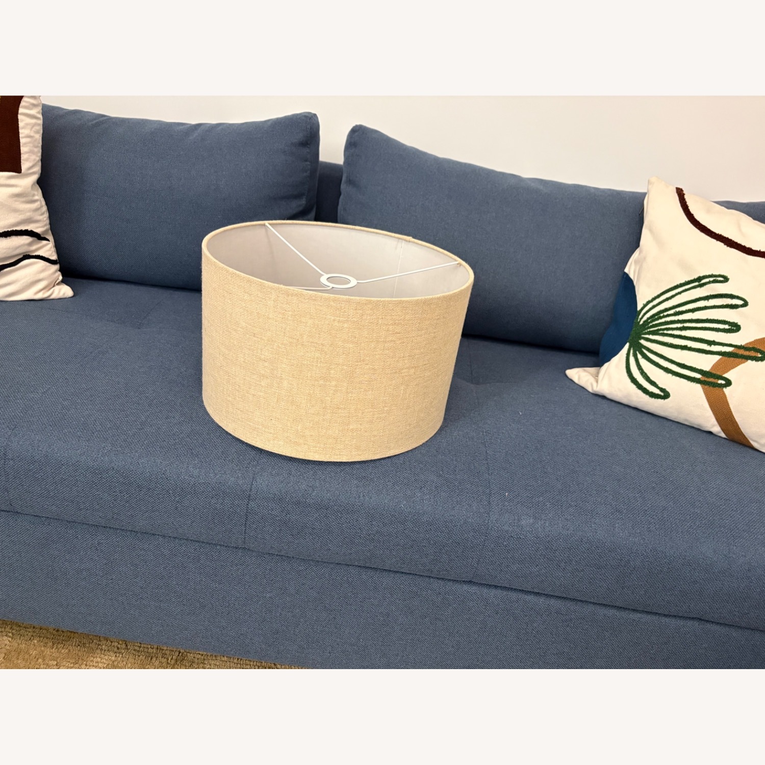 Linen Straight-Sided Drum Lamp Shade - image-1