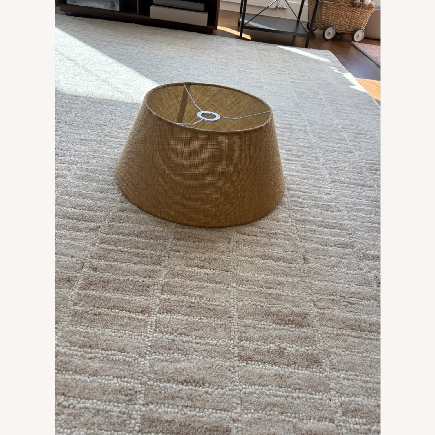 Pottery Barn Burlap Tapered Drum Lamp Shade - image-1