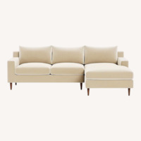 Interior Define Sloan White Velvet 2 Piece Sectional