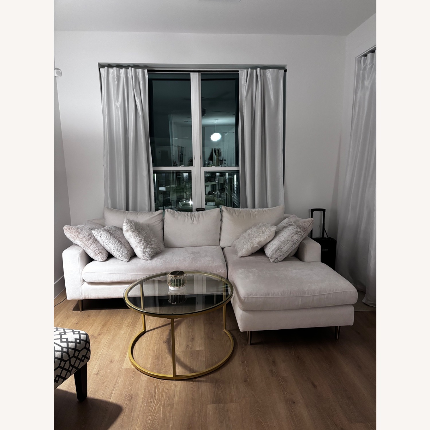 Interior Define Sloan White Velvet 2 Piece Sectional - image-4