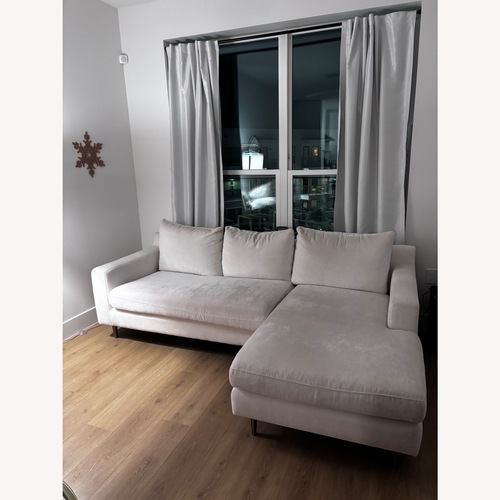 Used Interior Define Sloan White Velvet 2 Piece Sectional for sale on AptDeco