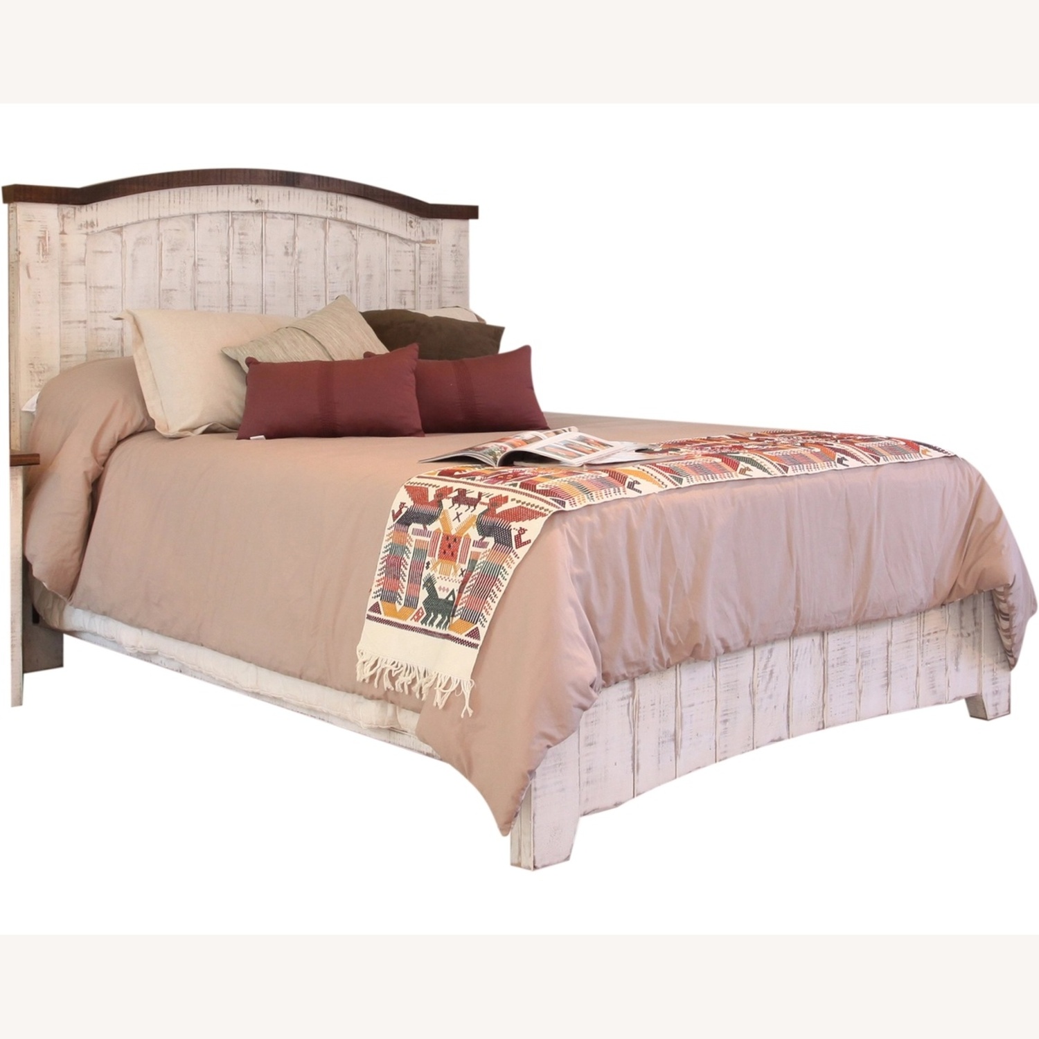 White Wood Queen Bed - image-4