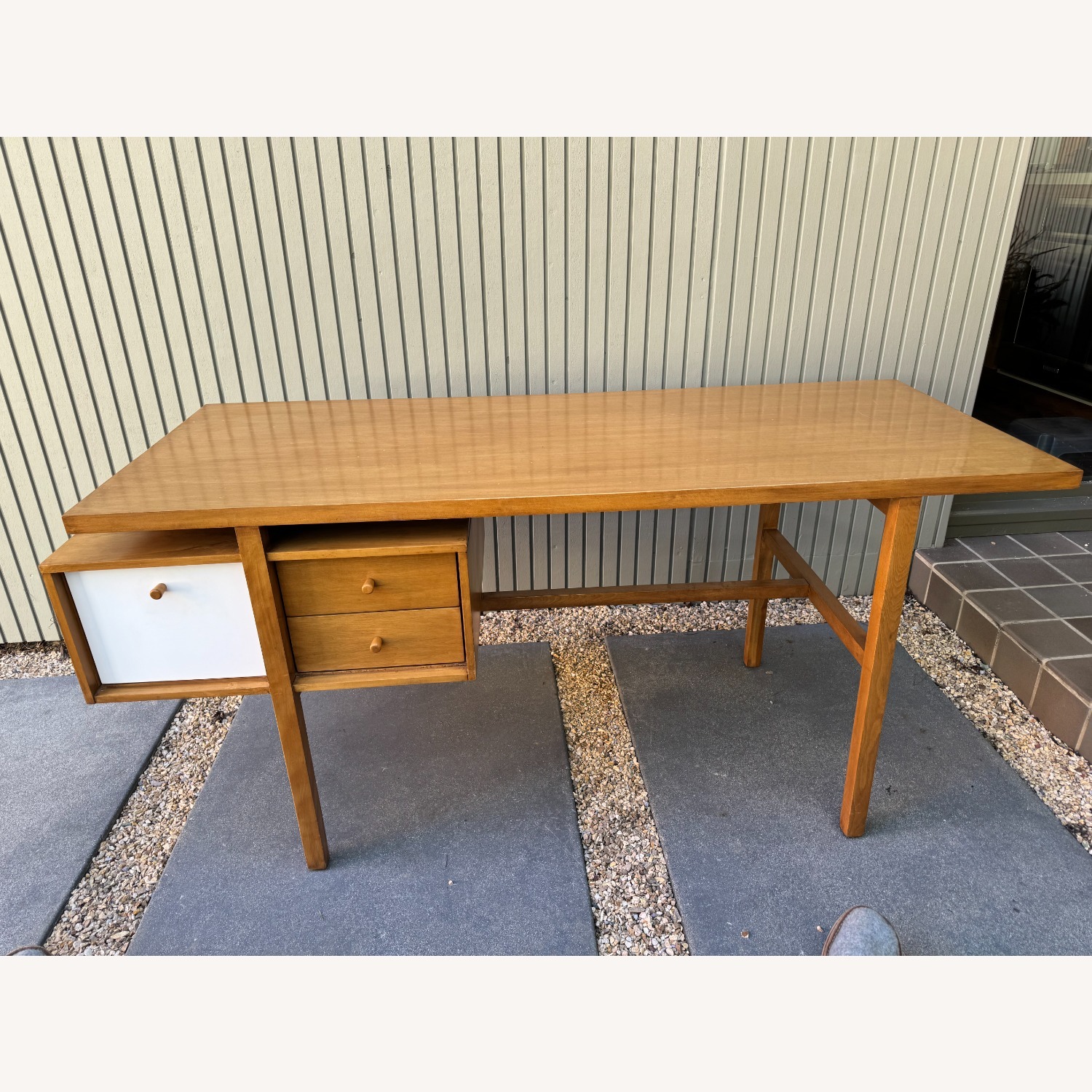 Vintage Milo Baughmagn Light Brown Brass Desk - image-7