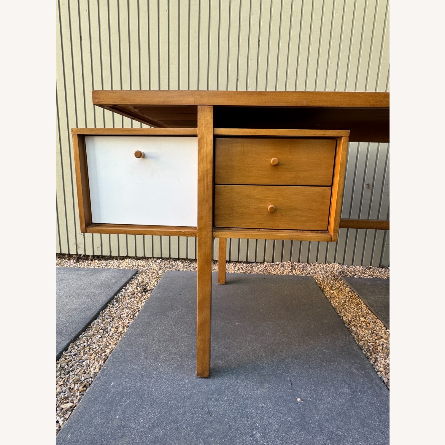 Vintage Milo Baughmagn Light Brown Brass Desk - image-4