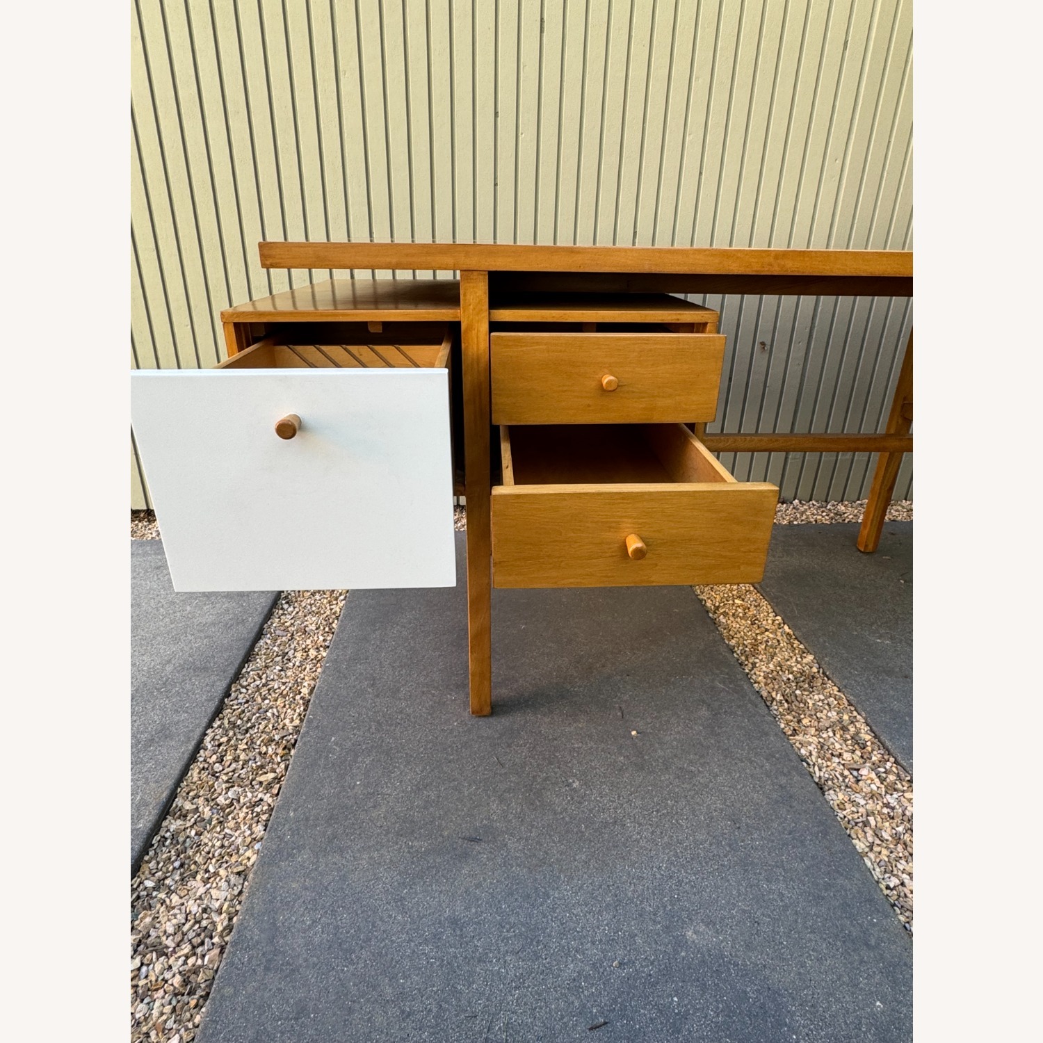 Vintage Milo Baughmagn Light Brown Brass Desk - image-2