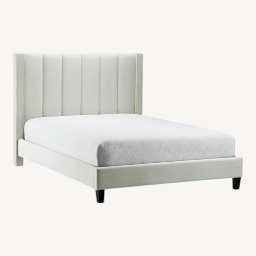 Used City Furniture Audrey Light Gray Velvet Queen Bed for sale on AptDeco