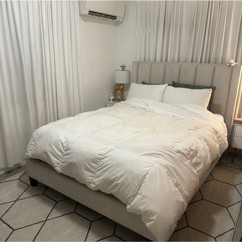 Used City Furniture Audrey Light Gray Velvet Queen Bed for sale on AptDeco