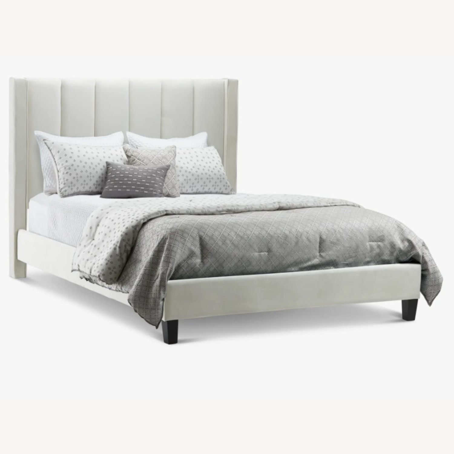 City Furniture Audrey Light Gray Velvet Queen Bed - image-12