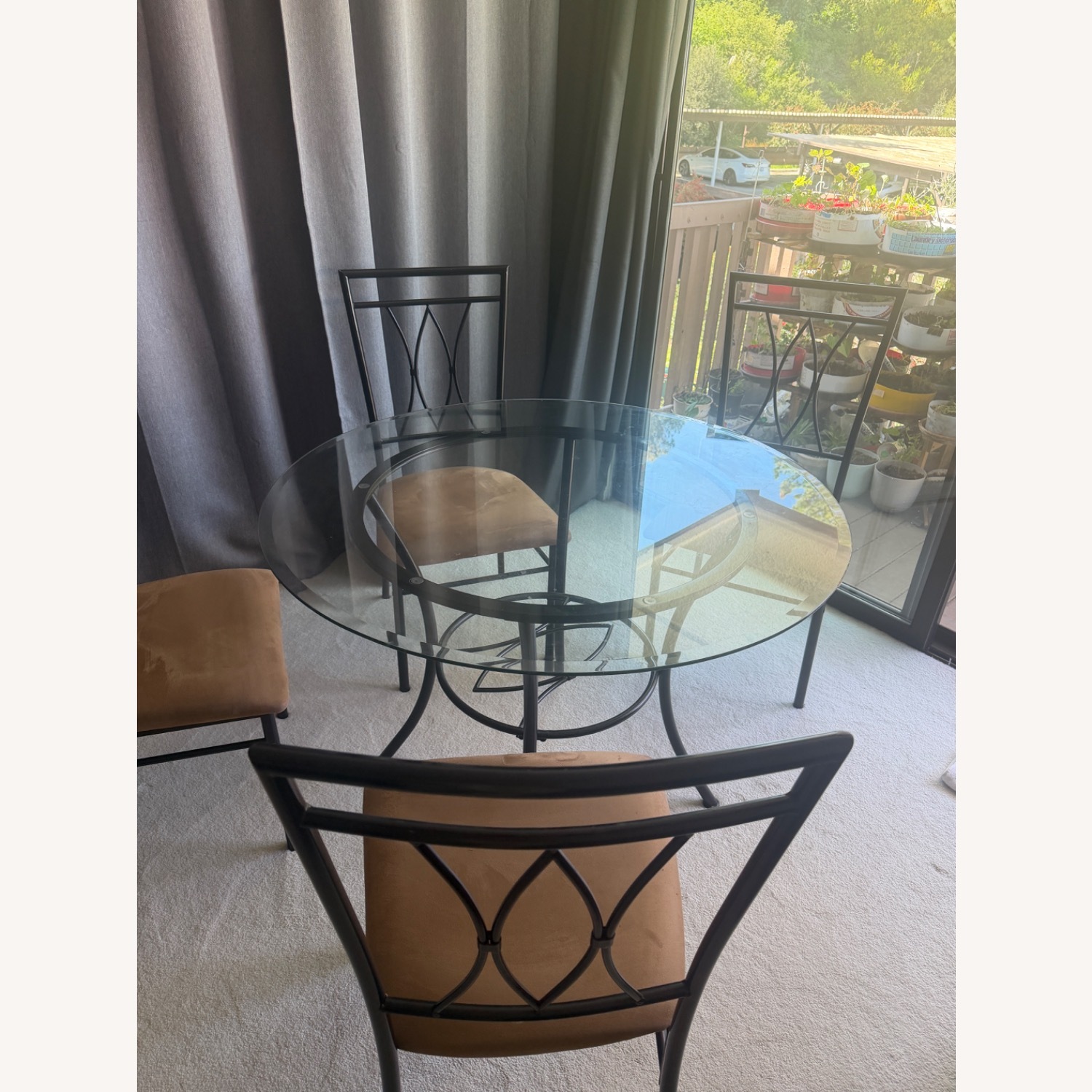 Contemporary Glass Metal Dining Set - image-1