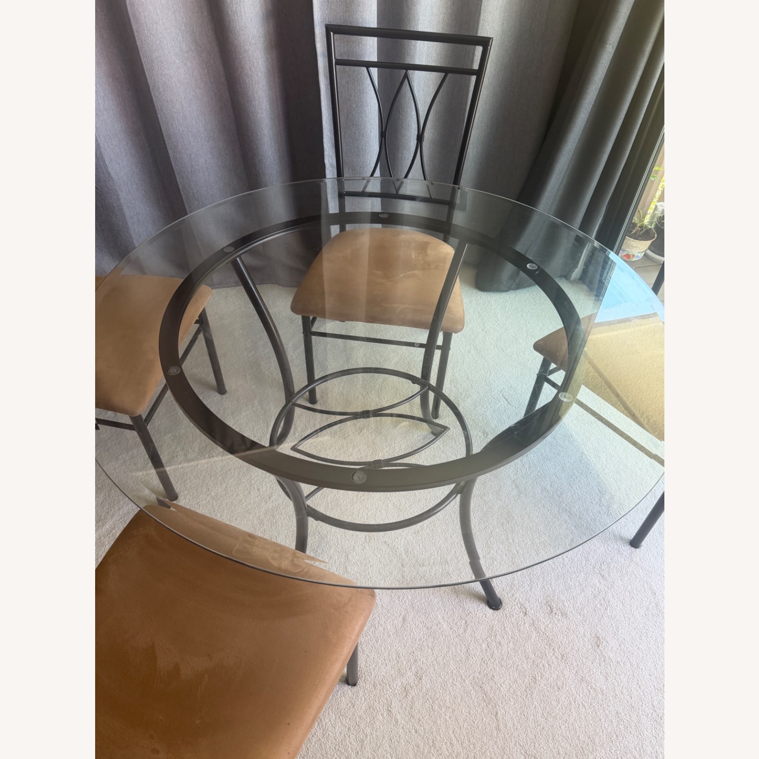 Contemporary Glass Metal Dining Set - image-2